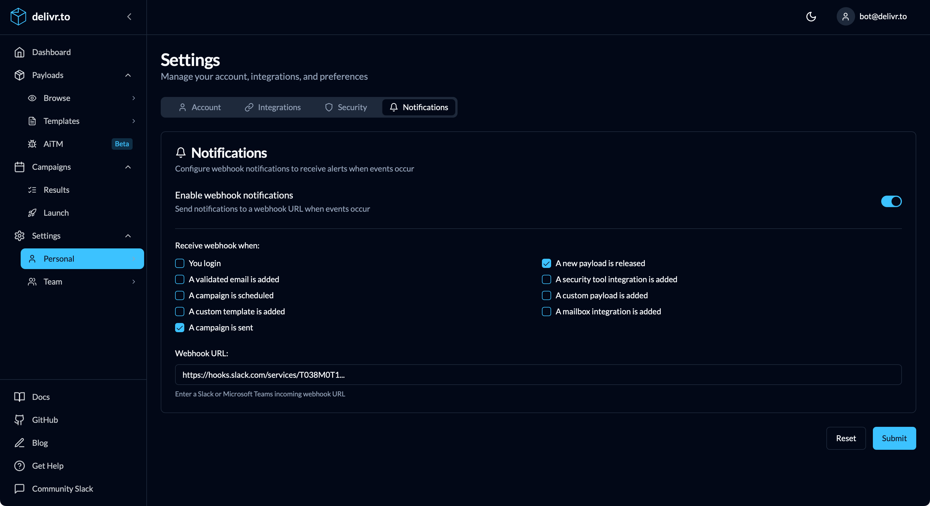 Webhook Configuration