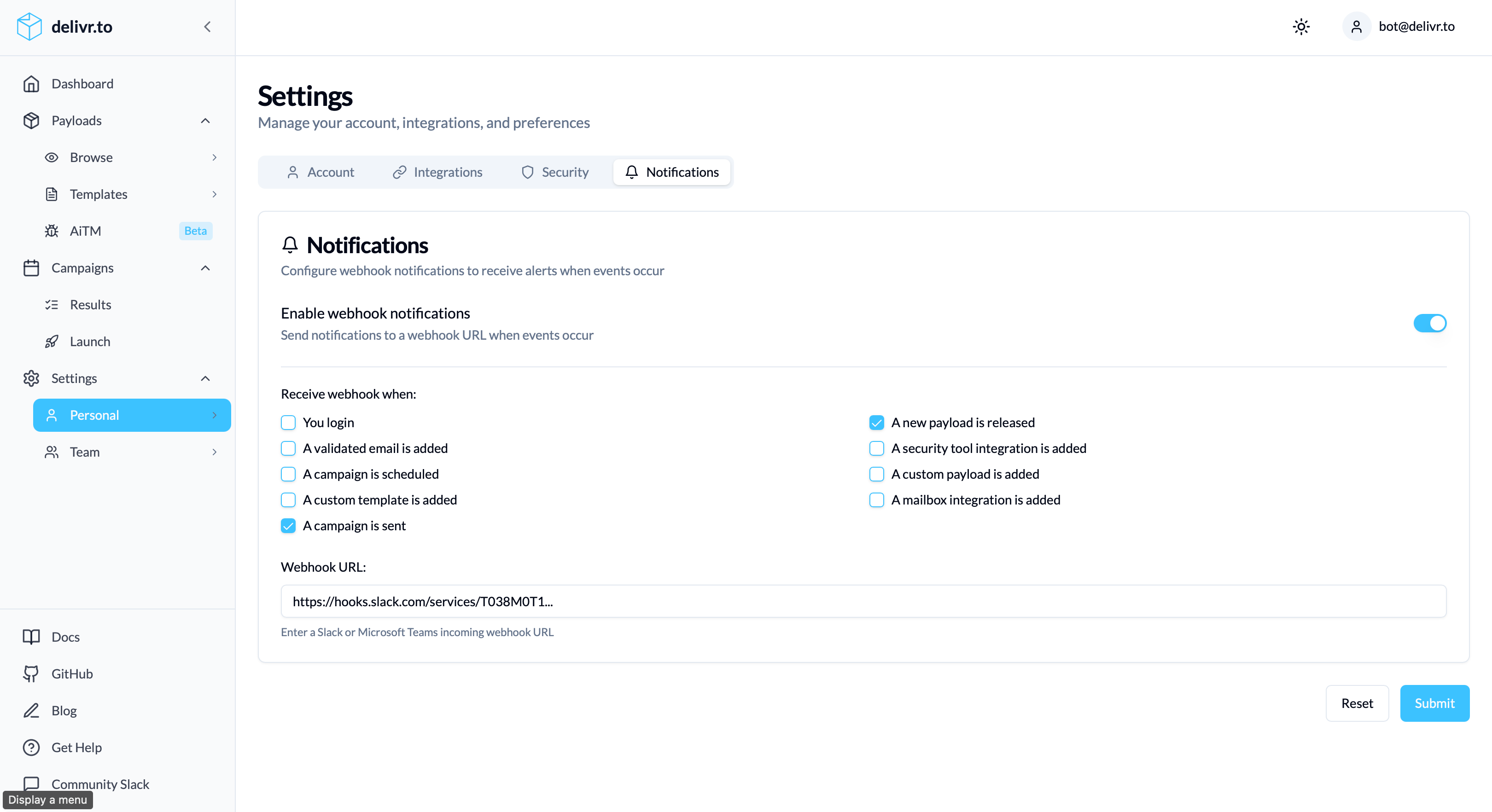 Webhook Configuration