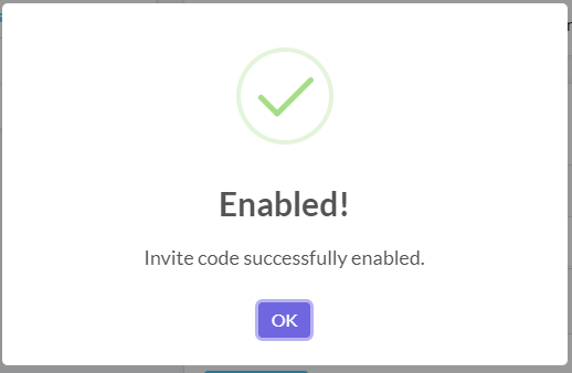 Code Enabled Successfully